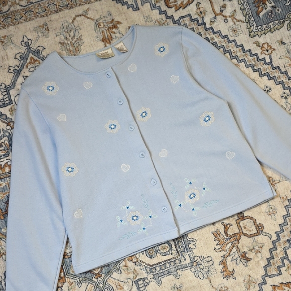 Baxter & Wells Blue Heart Embroidered Cardigan - Picture 1 of 5